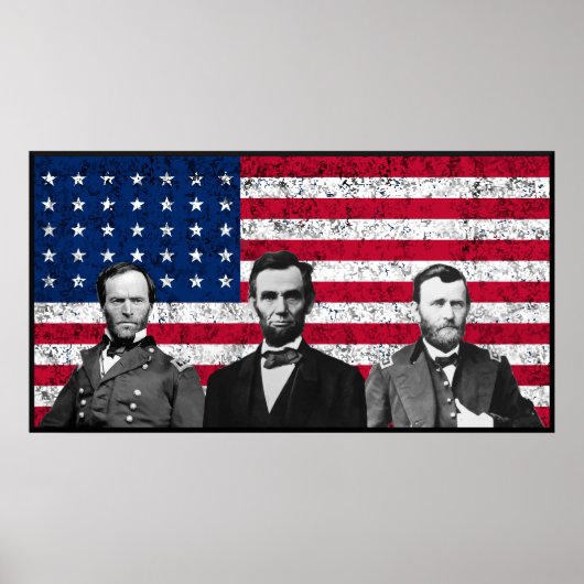 Poster Sherman, Lincoln et Grant à la frontière noire (Devant)