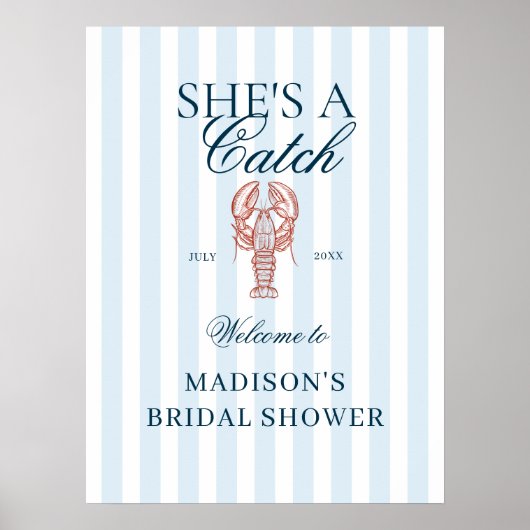 Poster She's a catch Lobster Bridal Shower Welcome (Devant)