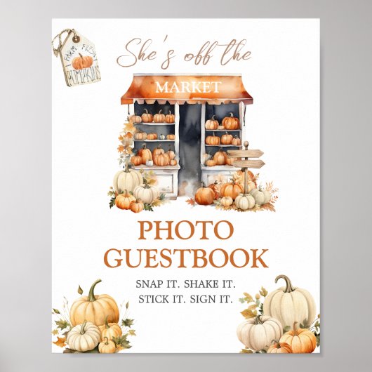 Poster She's Off The Market Fall Pumpkin Photo Guestbook (Devant)
