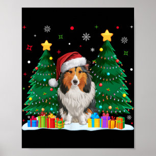 Poster Shetland Sheepdog Amoureux des chiens Santa Hat No