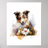 Poster Shetland Sheepdog Chiot Pet Aquarelle (Devant)