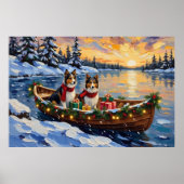Poster Shetland Sheepdog Christmas Boat Holiday (Devant)