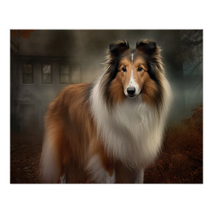 Poster Shetland Sheepdog Halloween Épouvantable