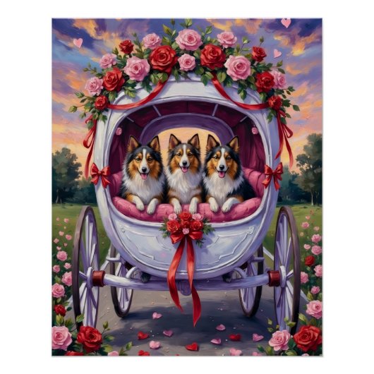 Poster Shetland Sheepdog Valentine's Day  (Devant)