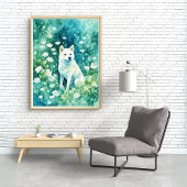 Poster Shiba blanc en vert A-1