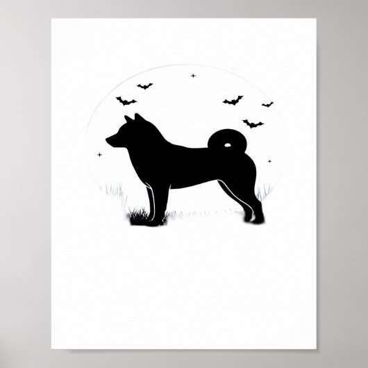 Poster Shiba Inu Chien - Halloween Lune Silhouette Oversi (Devant)