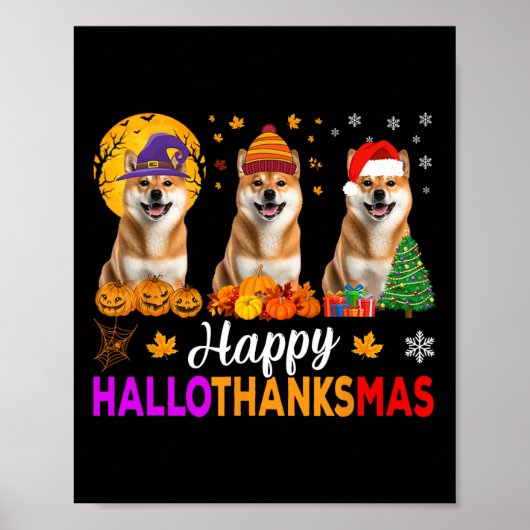 Poster Shiba Inu Chien Halloween Noël Hallothanksmas 1 (Devant)