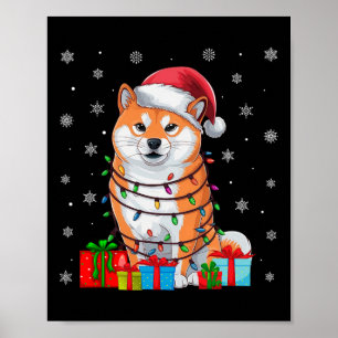 Poster Shiba Inu Chien lâche les lumières de Noël Père No