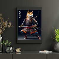 Shiba Inu Portrait Samurai Mur guerrier japonais