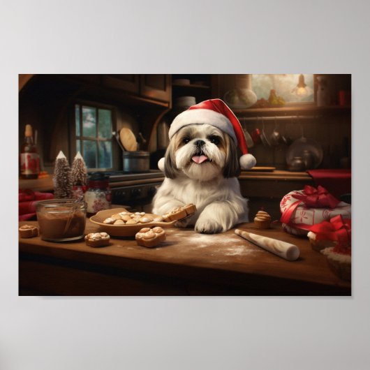 Poster Shih Tzu Christmas Cookies Festive Holiday (Devant)