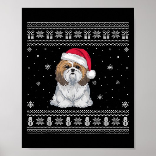 Poster Shih Tzu Dog Lovers Men Women Santa Ugly Xmas Swea (Devant)