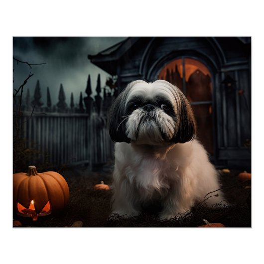 Poster Shih Tzu Halloween Épouvantable (Devant)