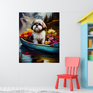 Poster Shih Tzu sur une pagaie : une aventure Pittoresque