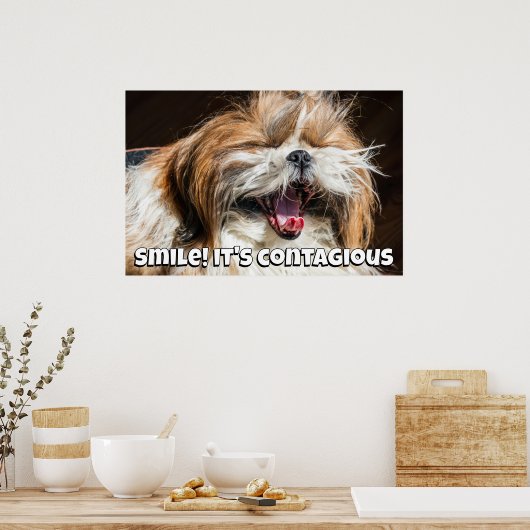 Poster Shih tzu yawning laughing smile text customize (Cuisine)
