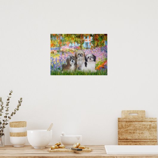 Poster Shih Tzus (trois) - Jardin (Cuisine)