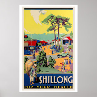Poster Shillong for Your Health India Vintage Travel