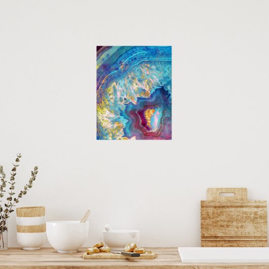 Poster Shimmerger Agate Slice Aqua Geode Art Imprimer (Cuisine)