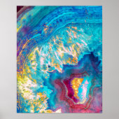 Poster Shimmerger Agate Slice Aqua Geode Art Imprimer (Devant)