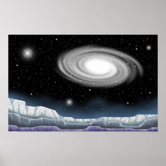 Poster Shimmering galaxy as seen from a planet. (Devant)