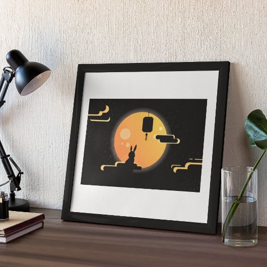 Poster Shine Moon Rabbit - Black Sky Mid-Autumn Festival