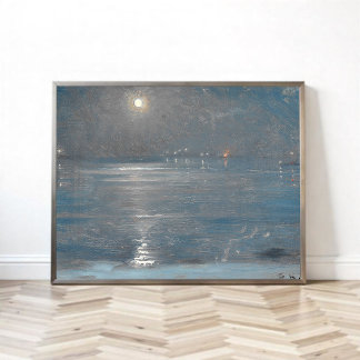 Poster Ships with lanterns at sea, Peder Severin Krøyer