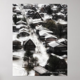 Poster Shirakawago Snow Village Japon Destination Voyage