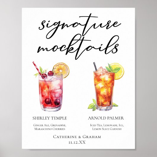 Poster Shirley Temple Arnold Palmer Mocktails Menu (Devant)