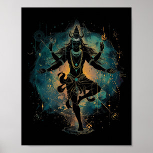 Poster Shiva Dieu hindou spirituel Danse Tandava Yoga Méd