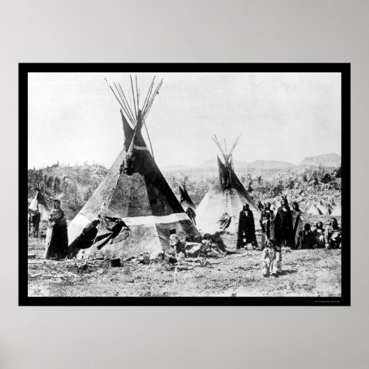 Poster Shoshoni Indian et Skin Tipis 1884 (Devant)