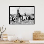Poster Shoshoni Indian et Skin Tipis 1884 (Cuisine)