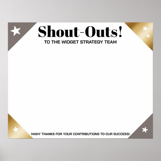 Poster Shout out board employee daily kudos post-its (Devant)