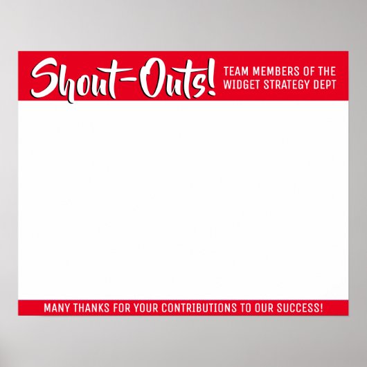 Poster Shout out board employee daily kudos post-its (Devant)