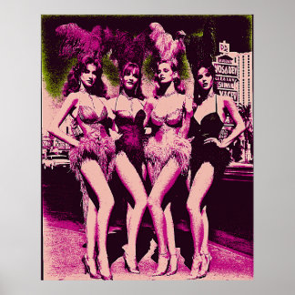 Poster Showgirl Baddies Rose et Vert Risograph 