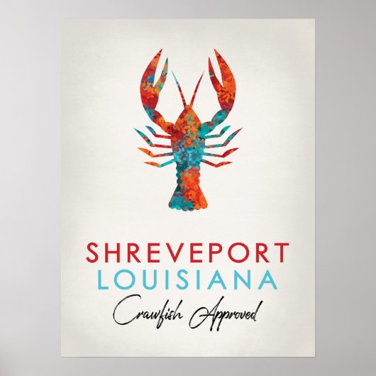 Poster Shreveport Louisiane Crawfish Bright (Devant)