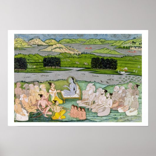 Poster Shri Sukdevji prêchant à un concours de Sadhus, (Devant)