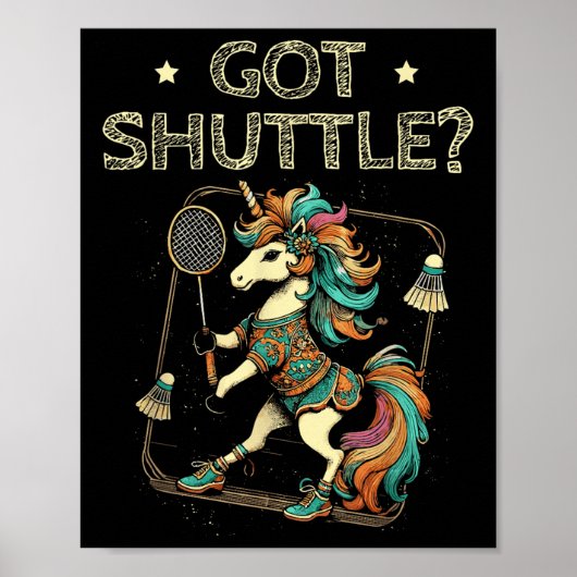 Poster Shuttle Badminton Player Shuttle Racket (Devant)