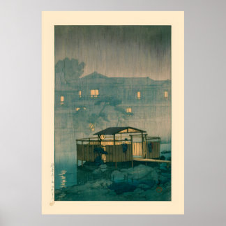 Poster Shuzenji en pluie par Kawase Hasui