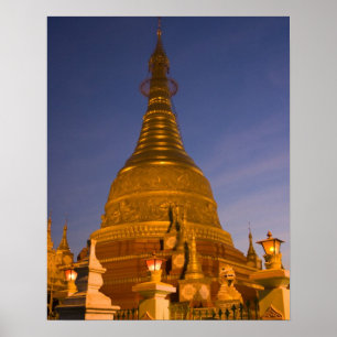 Poster Shwe Myin Tin Temple, dusk, Make Tehi Lar,