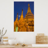 Poster Shwedagon Pagoda at night, Myanmar (Cuisine)
