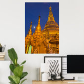 Poster Shwedagon Pagoda at night, Myanmar (Bureau à domicile)