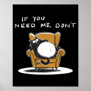 Poster Si besoin n'est pas drôle chat noir humour sarcast