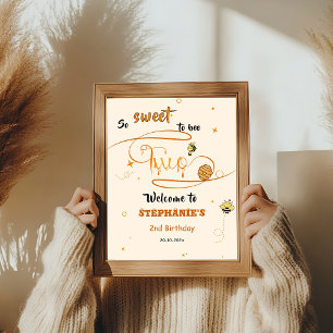 Poster Si doux d'être deux Joyeux 2ème anniversaire abeil