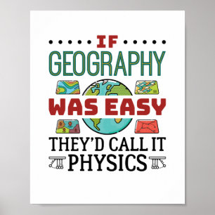 Poster Si la géographie était facile amusant enseignant é