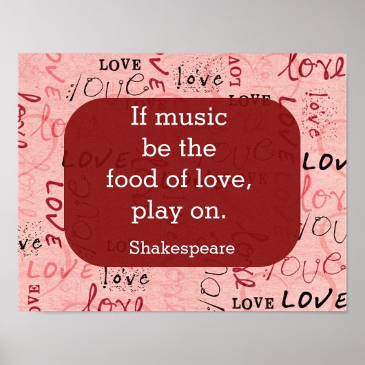 Poster Si la musique est la nourriture-Shakespeare Citati (Devant)