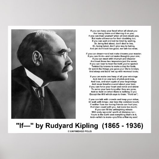 Poster Si Poème De Rudyard Kipling (Photo Kipling) (Devant)