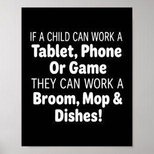 Poster Si un enfant peut utiliser une tablette téléphone