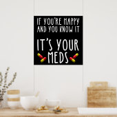 Poster Si vous êtes heureux et que vous le savez, c'est v (Cuisine)