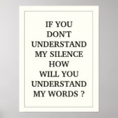 POSTER SI VOUS NE COMPRENEZ PAS MON SILENCE COMMENT VOUS (Devant)