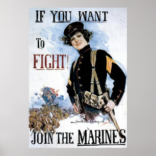 Poster Si Vous Voulez Combattre Rejoignez Les Marines