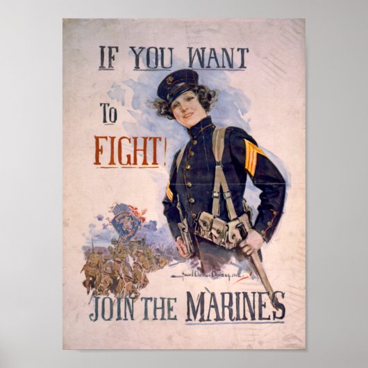Poster Si vous voulez combattre - Rejoignez les Marines (Devant)
